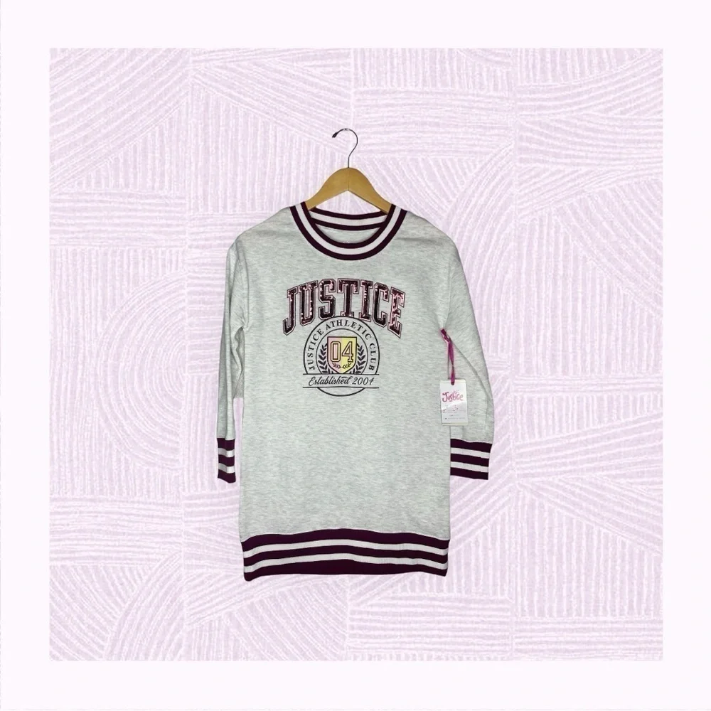 New With Tags Justice Sweatshirt Dress Girls Size 10